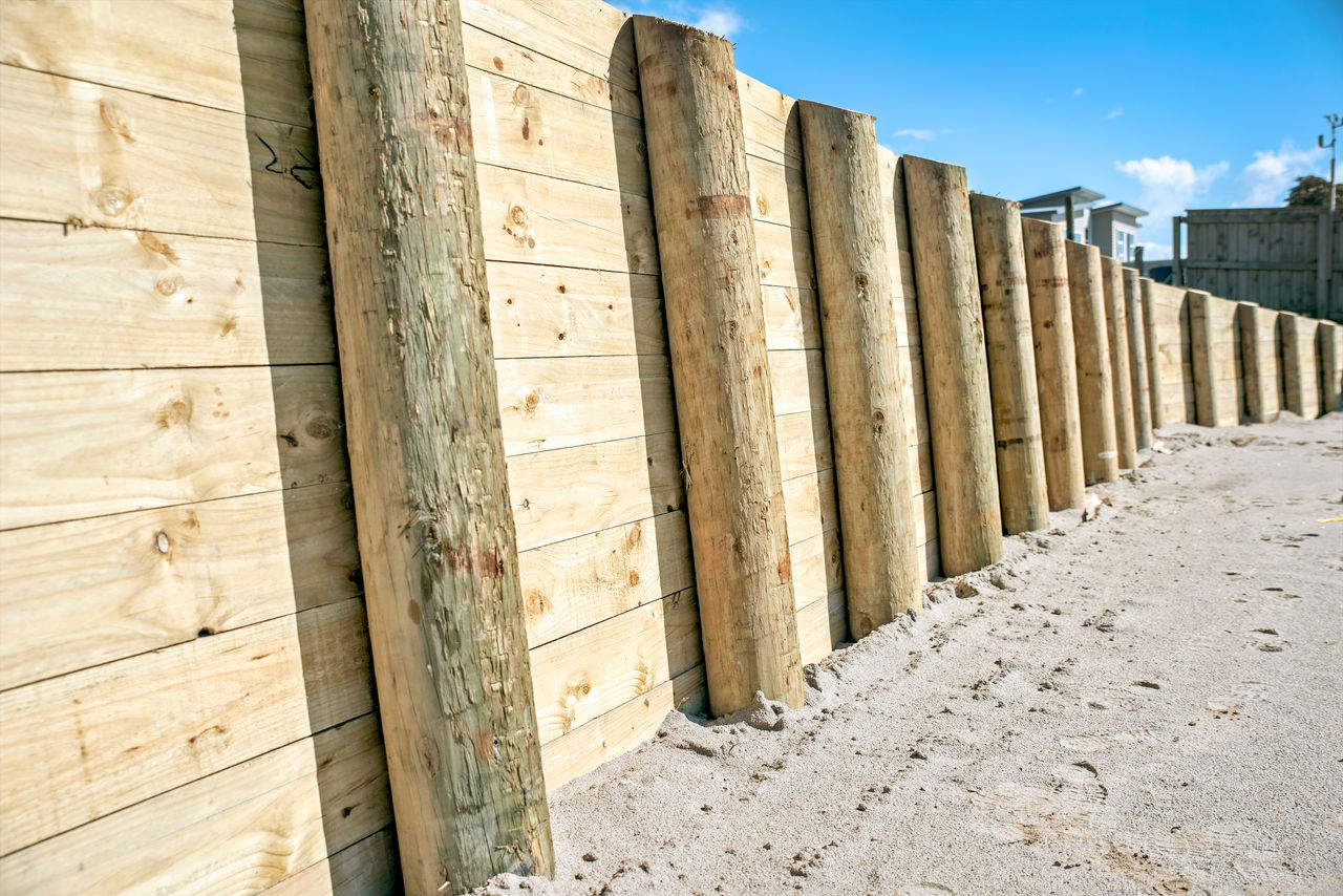 Tanalith treated structural retaining wall along beachfront