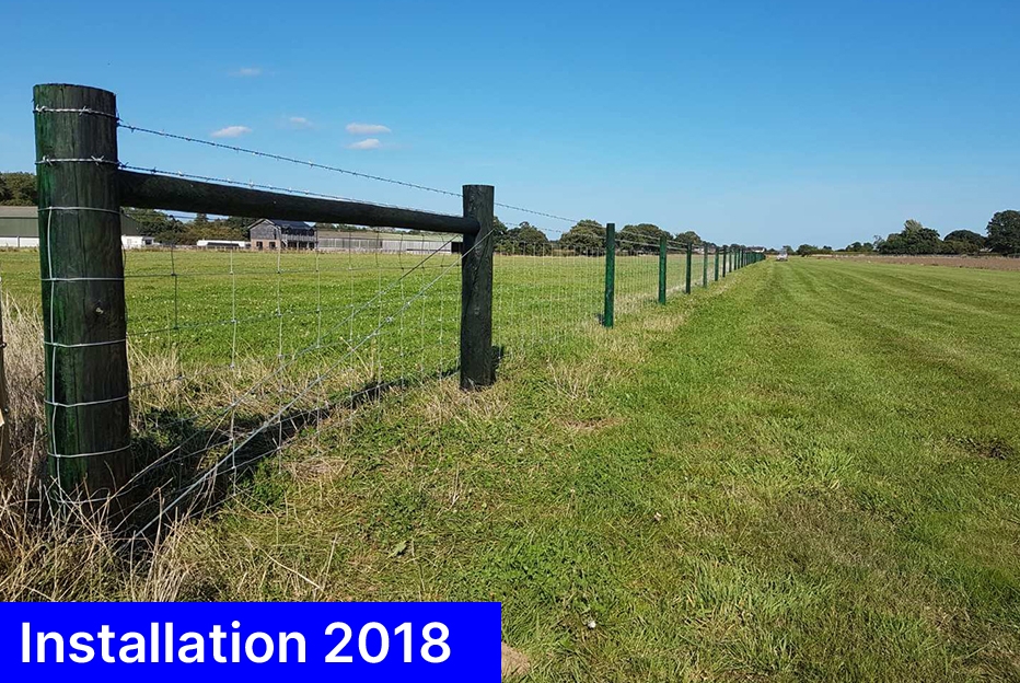 Freshly installed Tanasote treated agricultural fencing